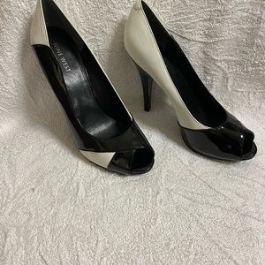 Nine West white and black heels